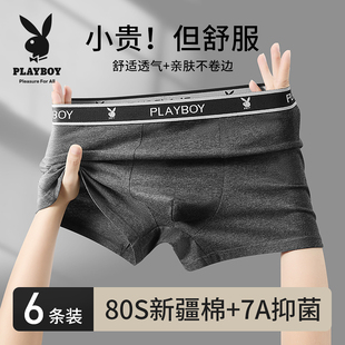 花花公子男士内裤纯棉男生100全棉四角短裤衩男款透气平角裤冬季