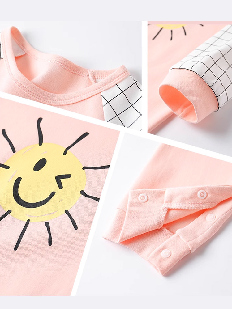 CHILDRENS COTTON SPRING AND AUTUMN CLOTHES LONG-SLEEVED HOME CLOTHES ONESIES BABY SPRING AND AUTUMN CLOTHES BOYS AND GIRLS CRAWLING CLOTHES PAJAMAS CHILDREN