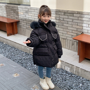 2023新款 女童羽绒服中长款 韩版 加厚保暖洋气大毛领儿童冬装 外套