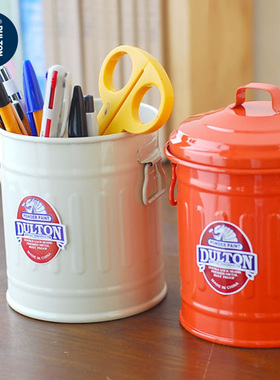 稻谷藏库DULTON金属收纳桶 桌面笔筒文具化妆刷储物垃圾桶1000ml