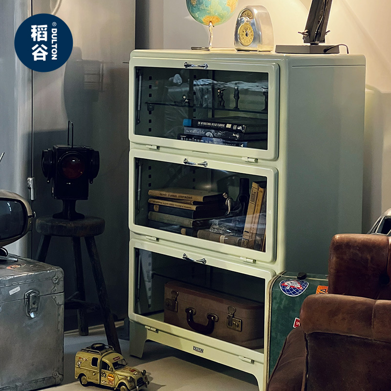 稻谷藏库DULTON 三门玻璃金属柜 简约工作室玄关收纳陈列柜子