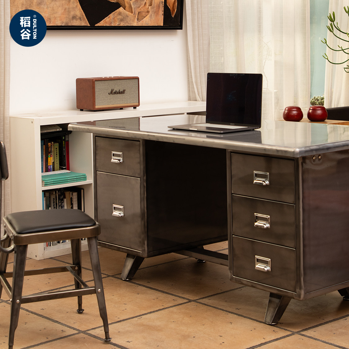 稻谷藏库DULTON 金属办公桌 家用工作室用陈列电脑桌 收纳储物柜