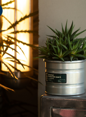 稻谷藏库DULTON 金属桌面圆筒 镀锌花筒 台面收纳储物桶笔筒小号