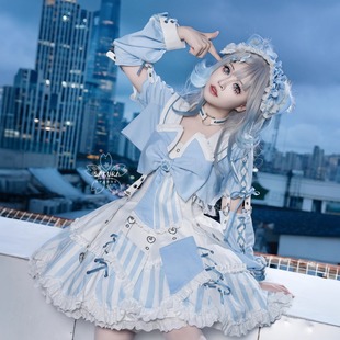 【三团已结束待掉落】水色猫猫三色樱罗家纯色片裁连衣裙下拉跳转