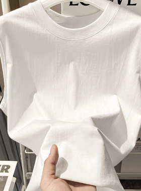 重磅纯棉纯色内搭无袖T恤男夏外穿坎肩运动白色背心男士打底上衣