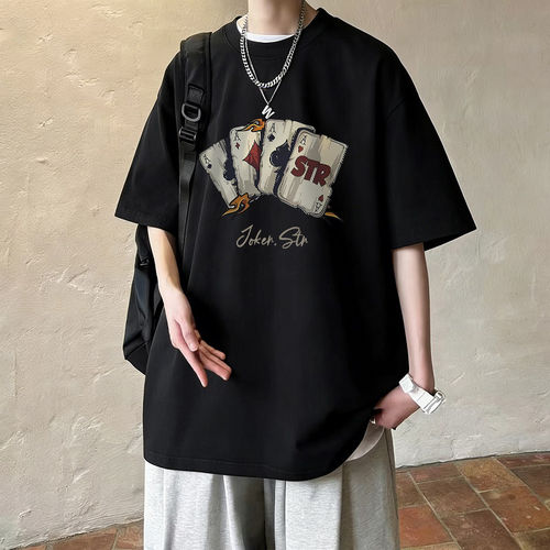 夏季美式潮重磅纯棉宽松男T恤