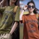 纯棉字母百搭短袖 美式 复古潮流男阿美咔叽机车风圆领T恤男女同款