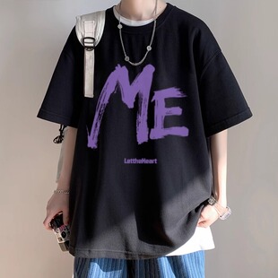 2025新款 美式 高街重磅短袖 t恤男夏季 衣服ins体恤 纯棉宽松百搭半袖