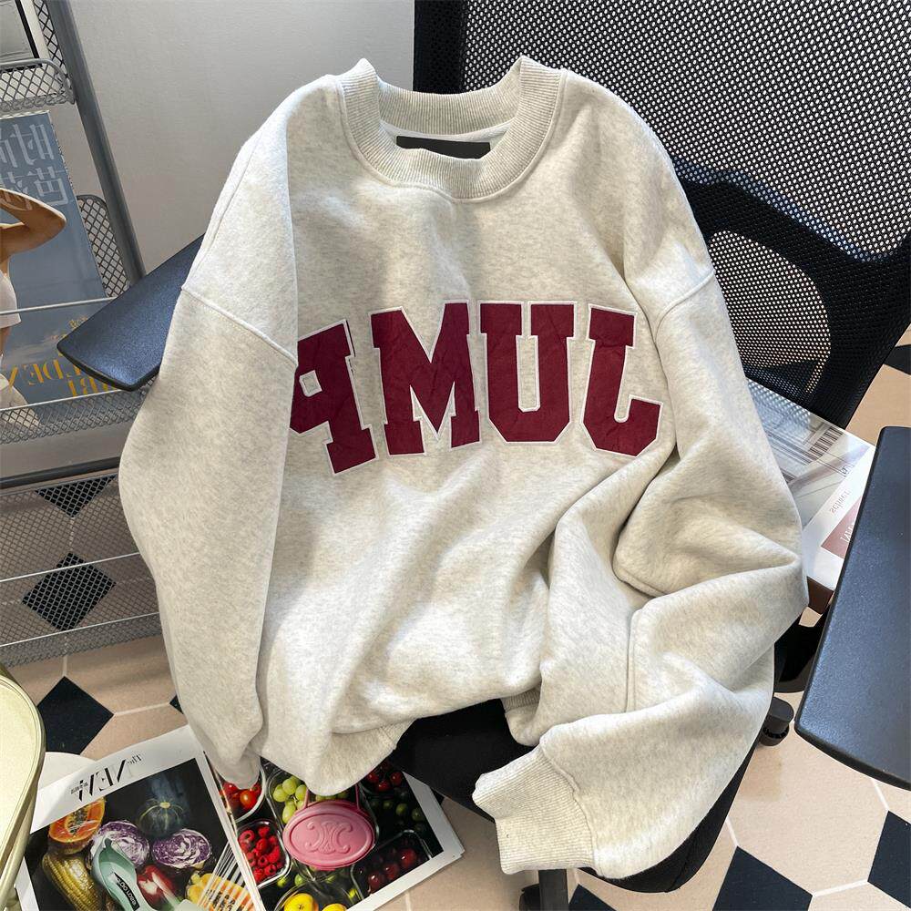 欧美高街vibe字母印花无帽卫衣男女秋冬情侣ins港风国潮加绒外套