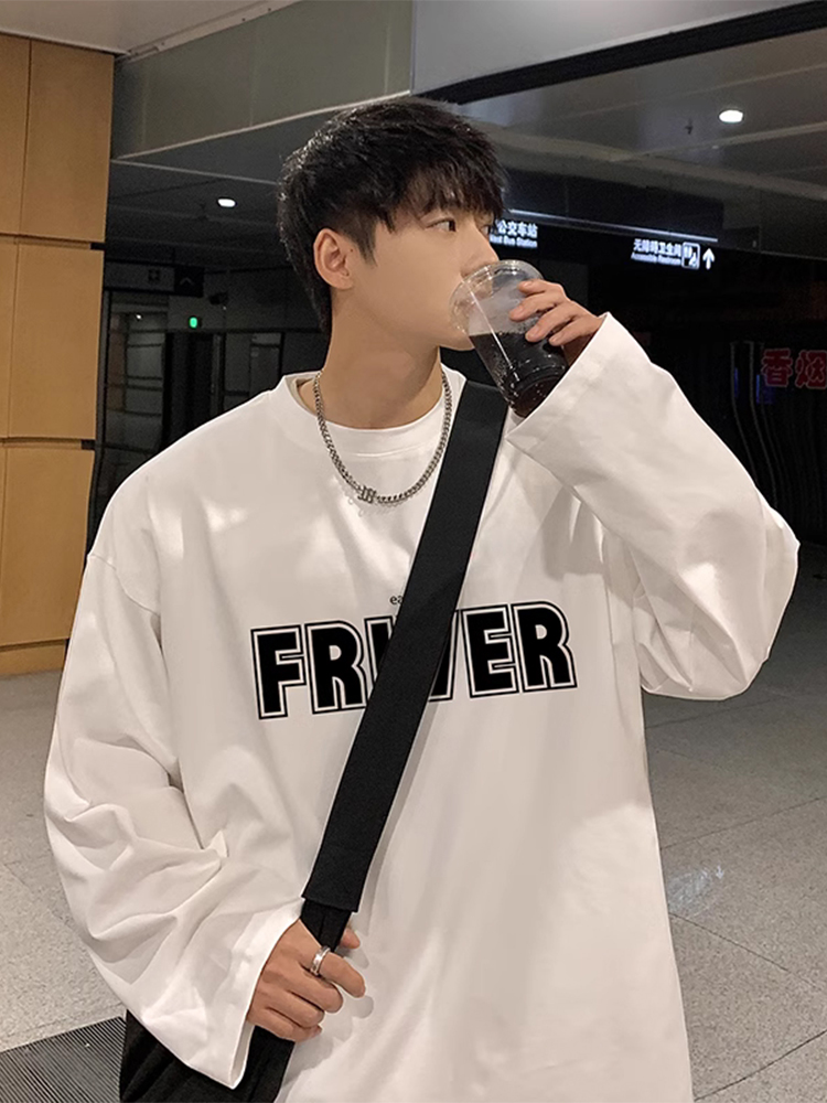 长袖潮青年美式纯棉t恤