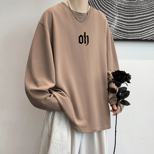 打底衫 春季 t恤潮流纯棉情侣装 男士 上衣服内搭体恤男生秋衣ins 长袖