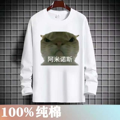 抽象衣服长袖猫meme搞怪纯棉长袖
