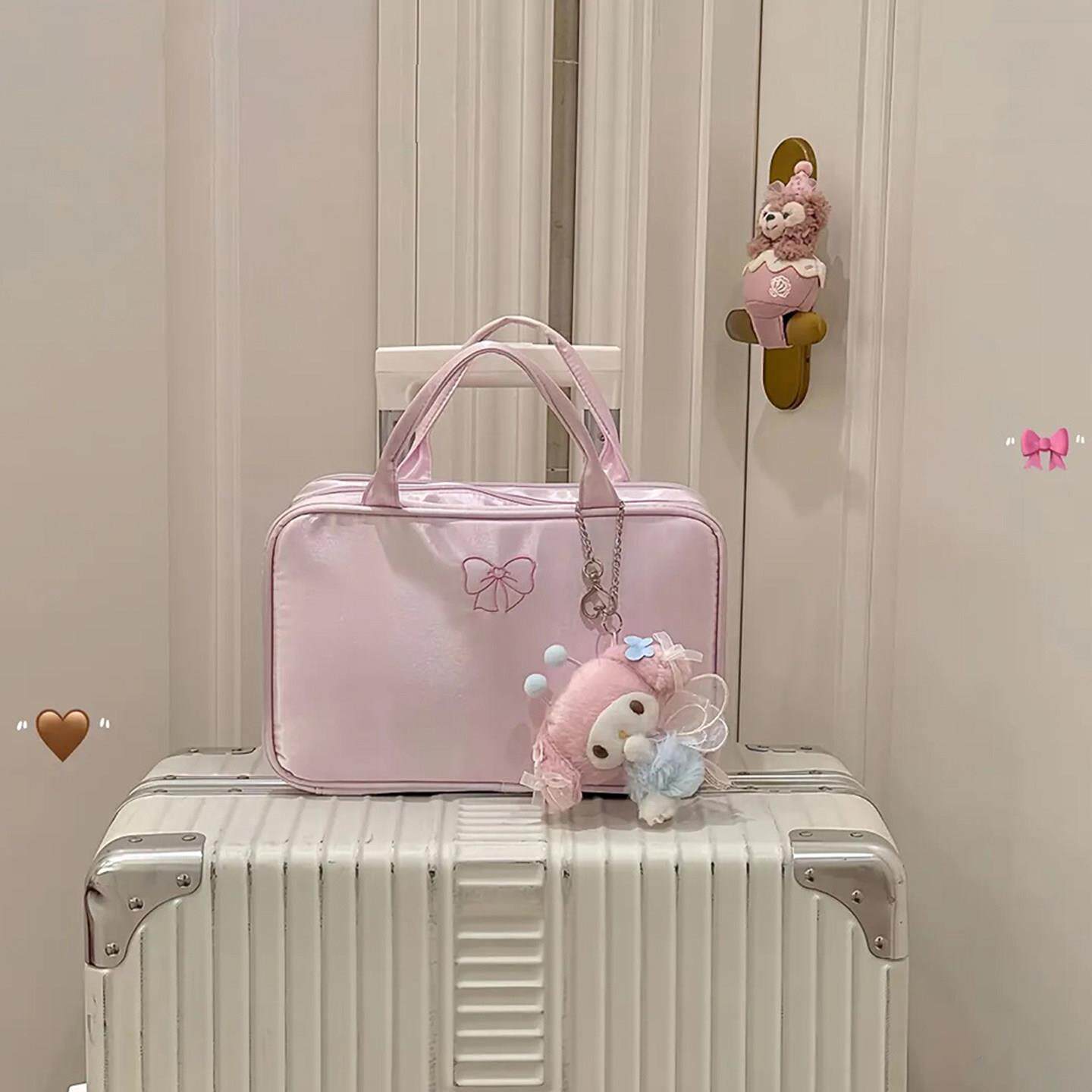 化妆包行李箱可挂蝴蝶结刺绣女大容量分区洗漱包可挂行李箱旅行便