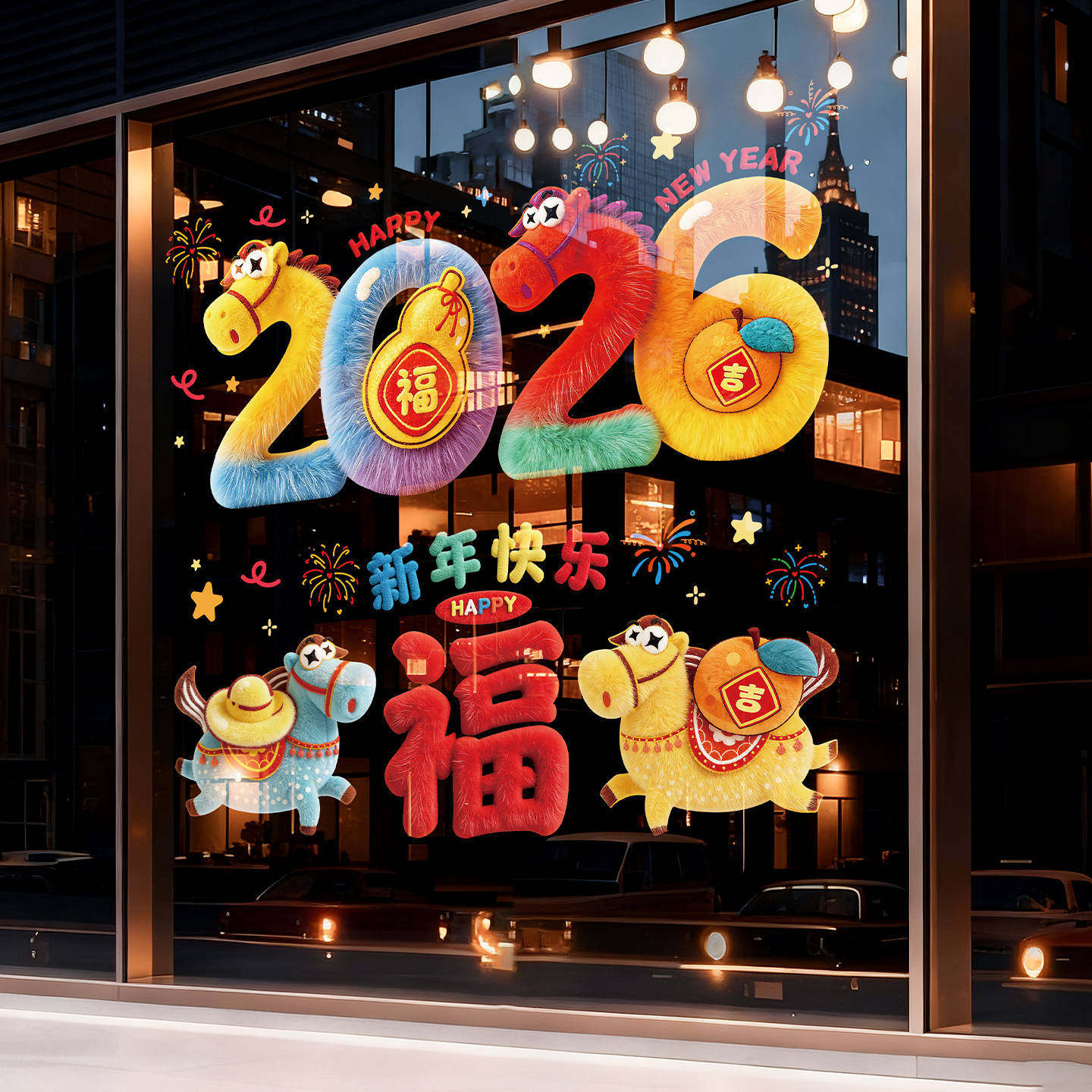 新年窗花静电贴马年元旦玻璃门贴纸橱窗福字2026过年春节氛围装饰,家居饰品,其他工艺饰品,淘宝优惠券,粉丝福利购,淘宝优惠卷