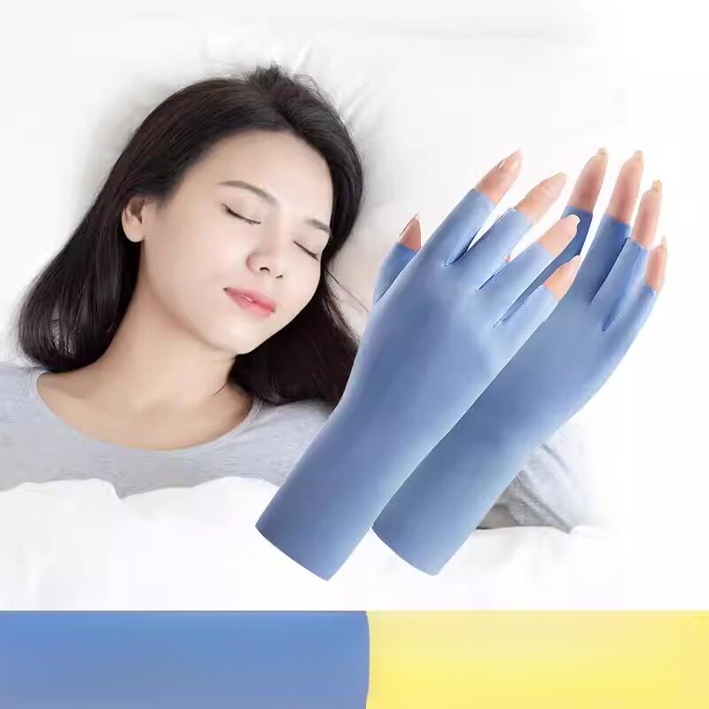 美女驾驶专用夜间睡眠手套防晒防滑夜间睡眠护手半指透气