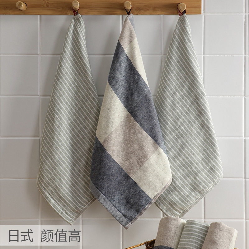 日式的擦手巾挂式强吸水纯棉擦手毛巾厨房抹布卫生间带挂绳抹手布