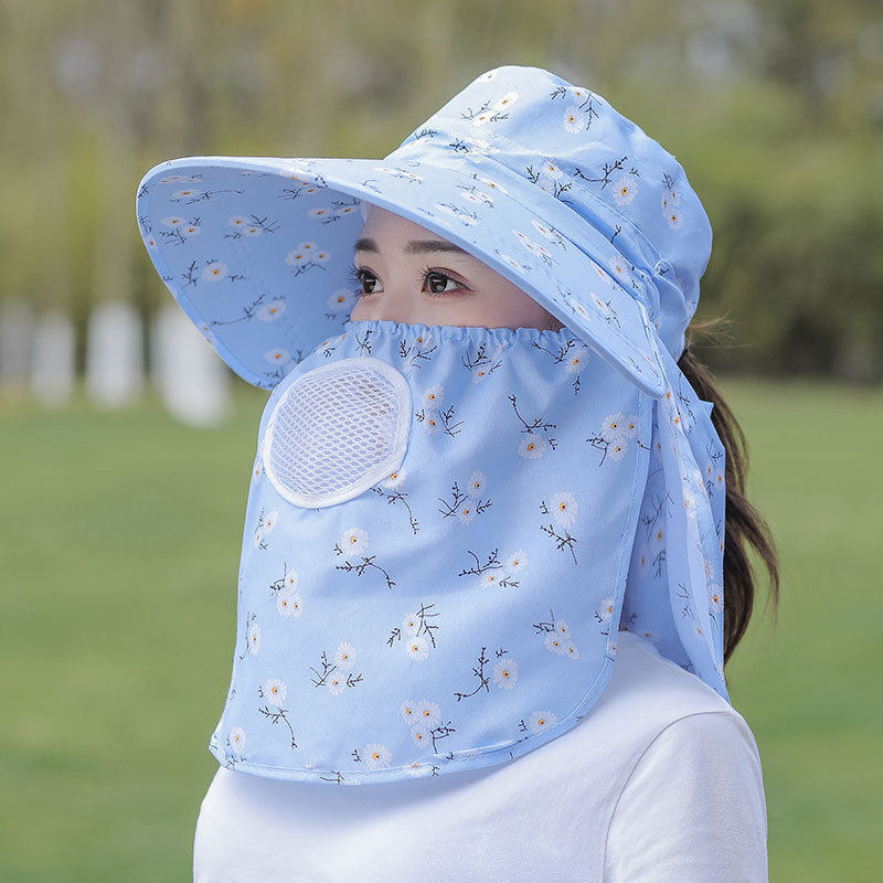 干农活帽子遮阳帽女防晒帽遮脸采茶全脸妈妈太阳帽夏季防风紫外线