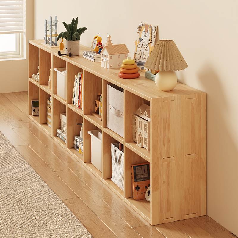 实木书架置物架落地靠墙组合格子柜客厅幼儿园储物收纳矮家用书柜