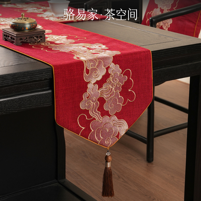 红色桌旗结婚喜庆中式防水茶席