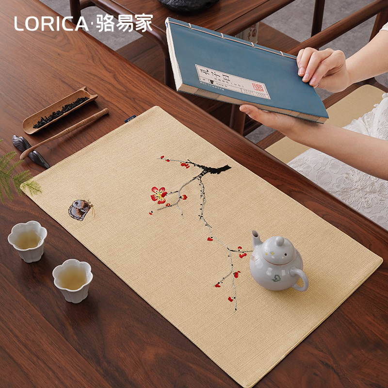骆易家防水茶席新中式禅意茶桌垫布刺绣茶杯垫茶几茶垫高端茶巾,居家布艺,茶席,淘宝优惠券,粉丝福利购,淘宝优惠卷