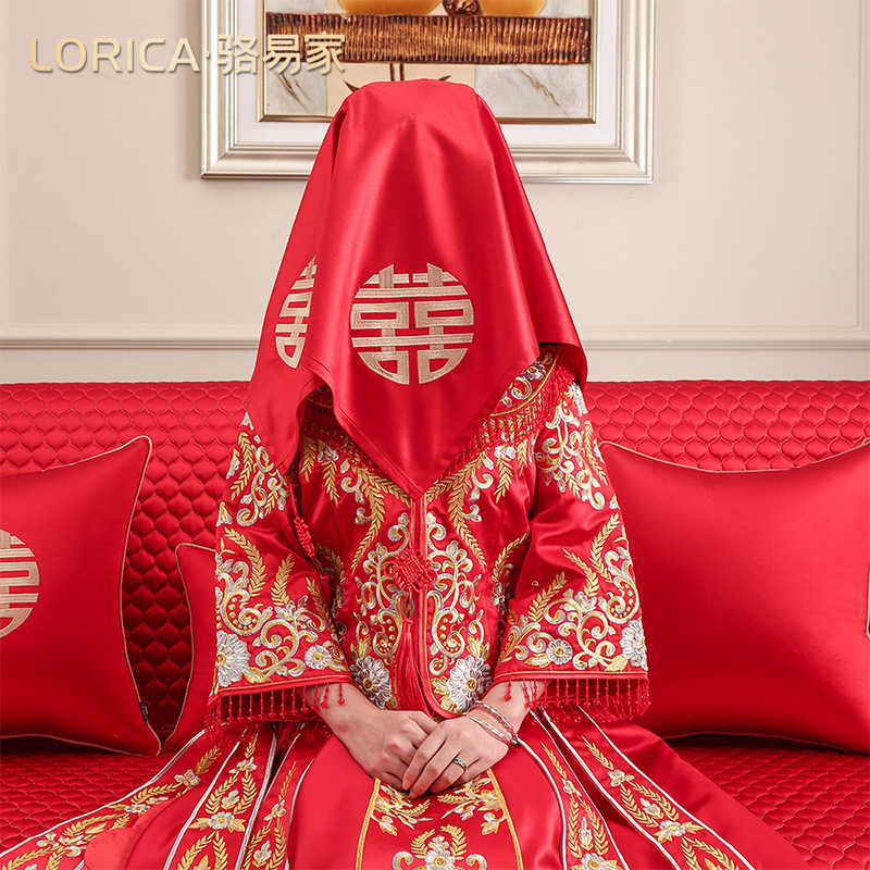 駱易家婚慶流蘇紅蓋頭