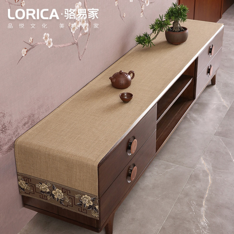 骆易家新中式电视柜防尘罩茶几桌布台垫餐桌垫结婚红色鞋柜布盖巾