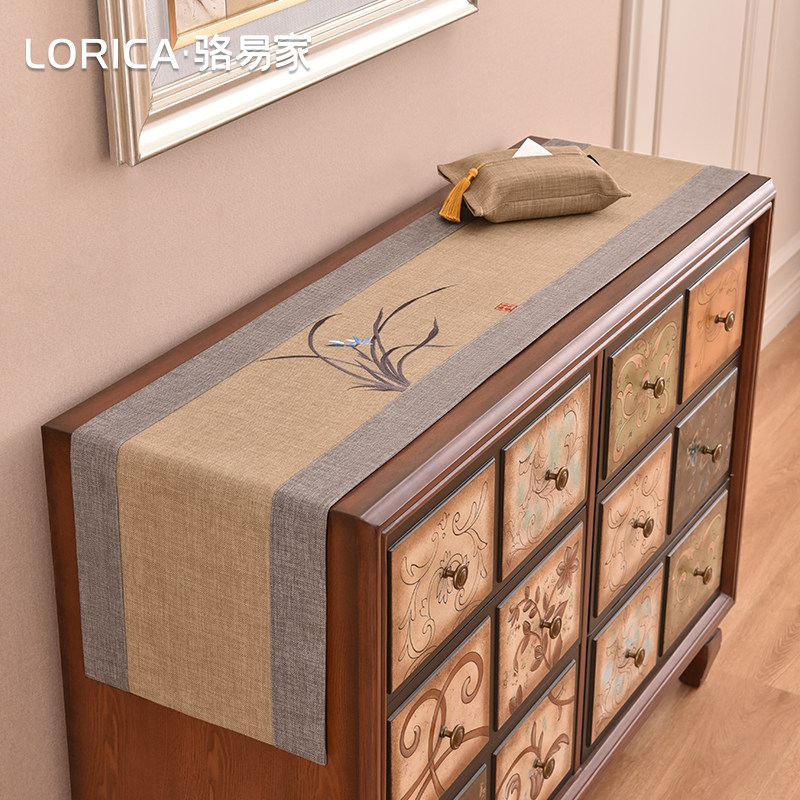 骆易家新中式餐边柜桌旗复古斗柜鞋柜布盖巾禅意茶桌茶台茶几桌布,居家布艺,桌旗,淘宝优惠券,粉丝福利购,淘宝优惠卷