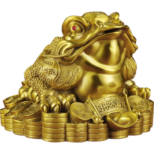 黄铜招财金蟾摆件风水三足金蟾蜍家居客厅电视柜装饰品开业送礼品