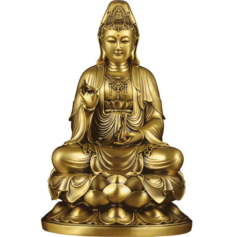 黄铜坐莲观音摆件南海寺庙