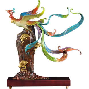 彩铜凤凰摆件凤舞九天创意摆设家居客厅电视柜装饰品乔迁商务礼品