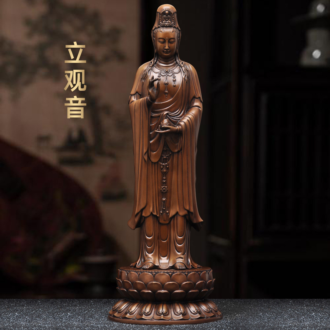 紫铜观音像摆件南海送子观音观世