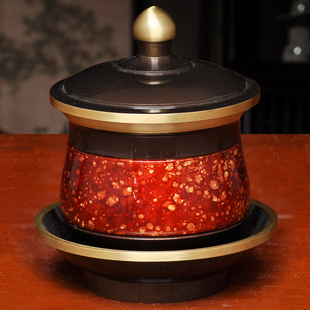 黄铜虹晶圣水杯家用供财神关公供水杯佛道仙净水杯供佛敬神供杯