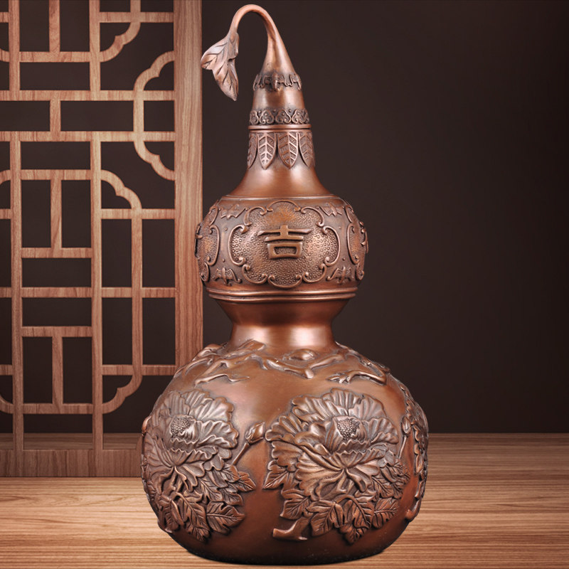 紫铜富贵吉祥葫芦摆件招财福禄风水摆设家居客厅电视柜酒柜装饰品