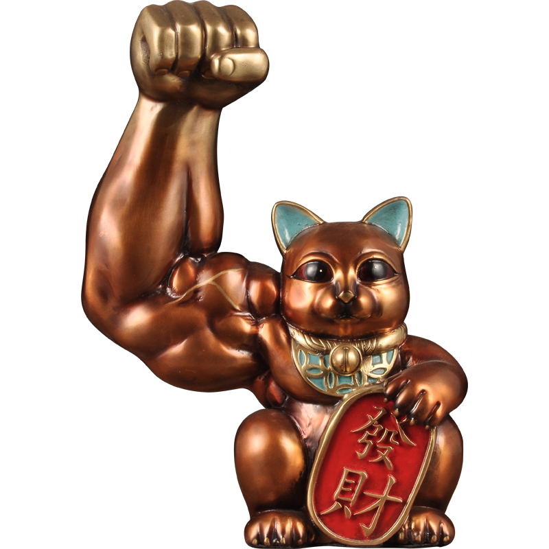 彩铜大力招财猫摆件麒麟臂劫财猫