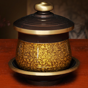 黄铜深啡晶彩圣水杯家用供财神关公供水杯佛道仙净水杯供佛供杯