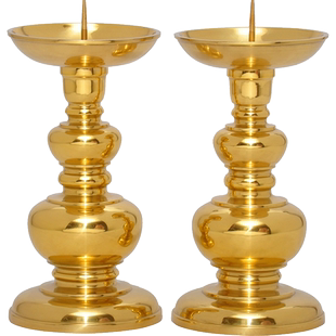 光身葫芦针烛台摆件供佛家用香薰蜡烛烛台大号香烛台一对佛具用品