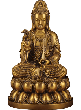 黄铜观音摆件柳枝南海佛堂