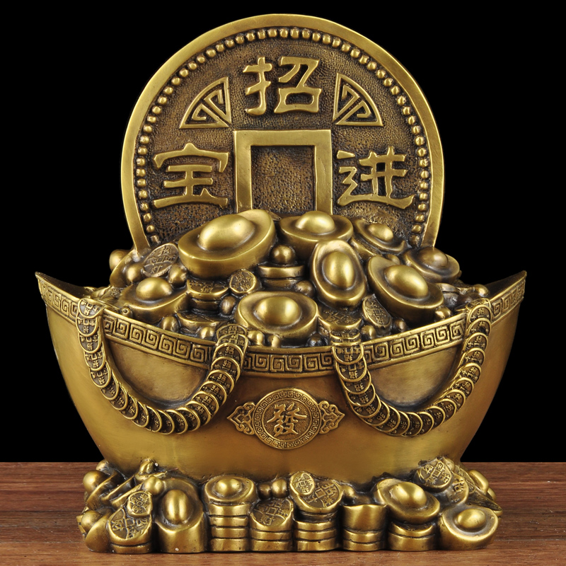 黄铜元宝摆件吉来宝客厅玄关