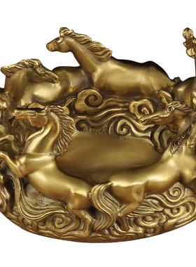 铜烟灰缸摆件八骏雄风创意烟缸工艺品家居客厅茶几烟灰缸装饰品