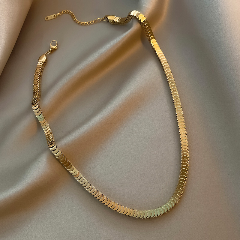 欧拉拉钛钢女项链鳞片链