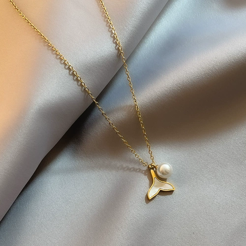 Ожерелье из пены, подвеска, цепочка до ключиц из жемчуга, не выцветает, легкий роскошный стиль, простой и элегантный дизайн