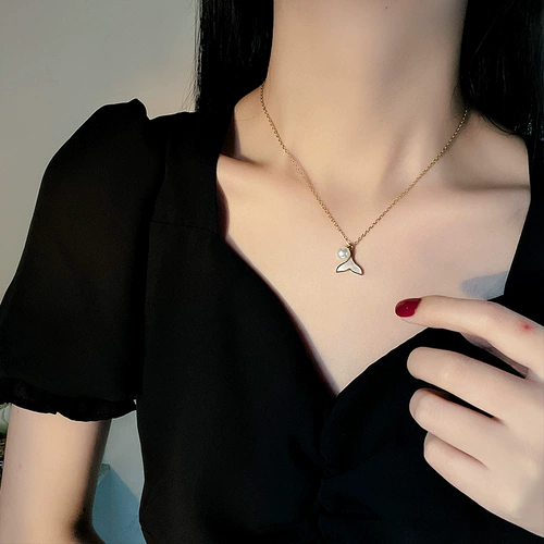 Ожерелье из пены, подвеска, цепочка до ключиц из жемчуга, не выцветает, легкий роскошный стиль, простой и элегантный дизайн