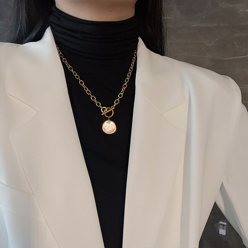 天然贝壳片高级感项链女锁骨链嘻哈风颈链轻奢气质钛钢欧美饰品,饰品/流行首饰/时尚饰品新,项链,淘宝优惠券,粉丝福利购,淘宝优惠卷