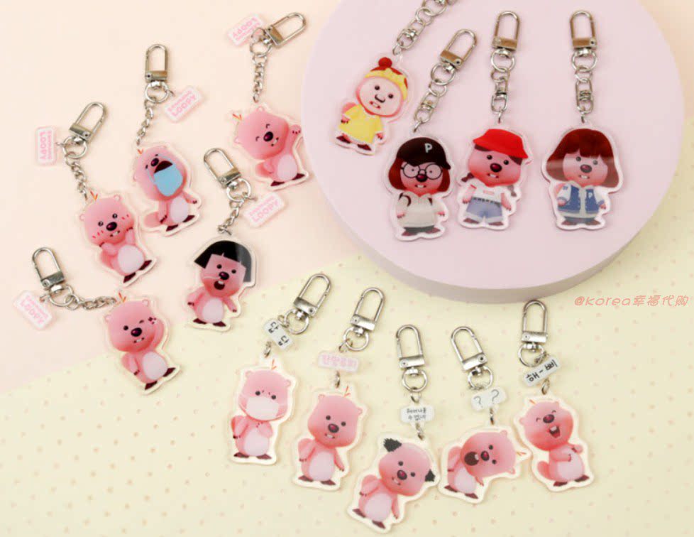 韩国代购 pororo的好朋友露比女生可愛卡通挂饰 包包挂件