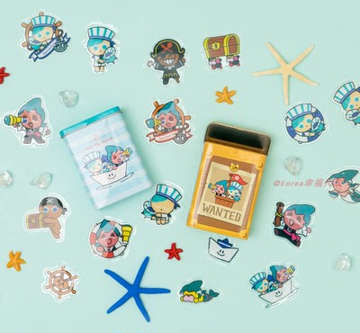 韩国海盜饼干貼紙鐵盒