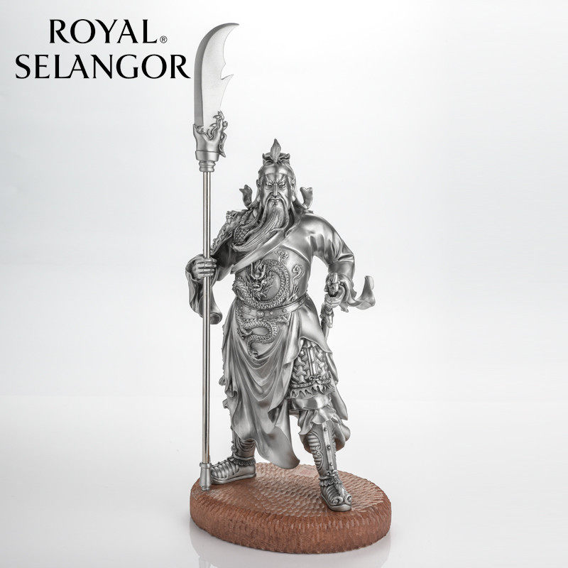 马来西亚进口皇家雪兰莪关公像摆件关二爷关羽武财神雕像供奉招财