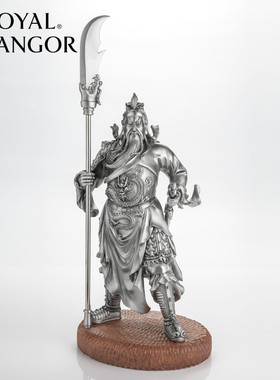 马来西亚进口皇家雪兰莪关公像摆件关二爷关羽武财神雕像供奉招财