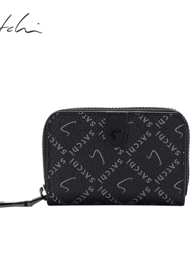 SATCHI/沙驰男包商务时尚老花零钱包休闲青年款多卡位拉链卡包