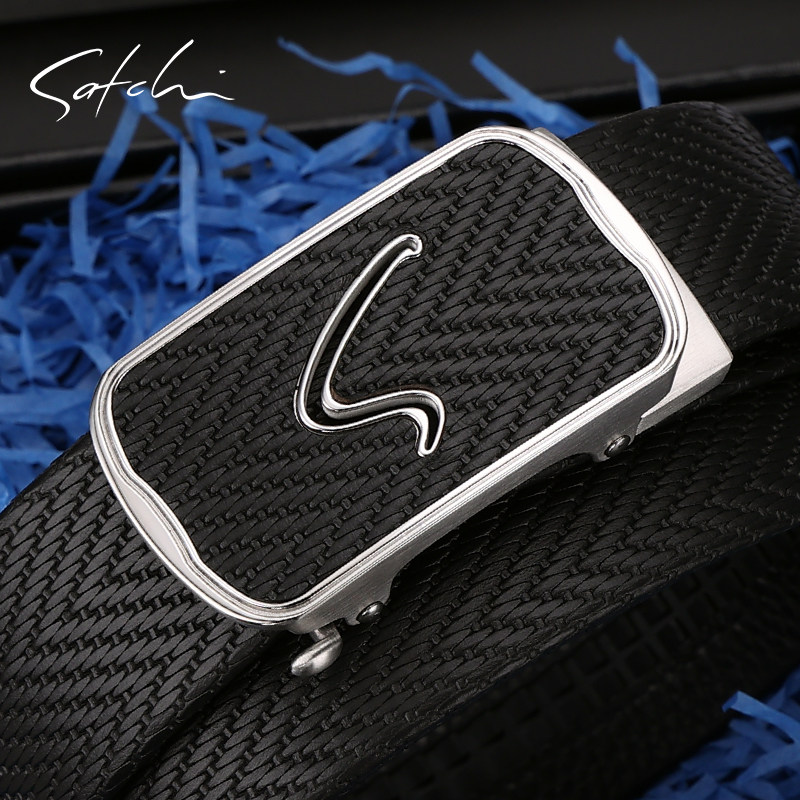 沙驰皮带商务大气纯牛皮男裤带休闲青年真皮不锈钢自动扣腰带礼盒