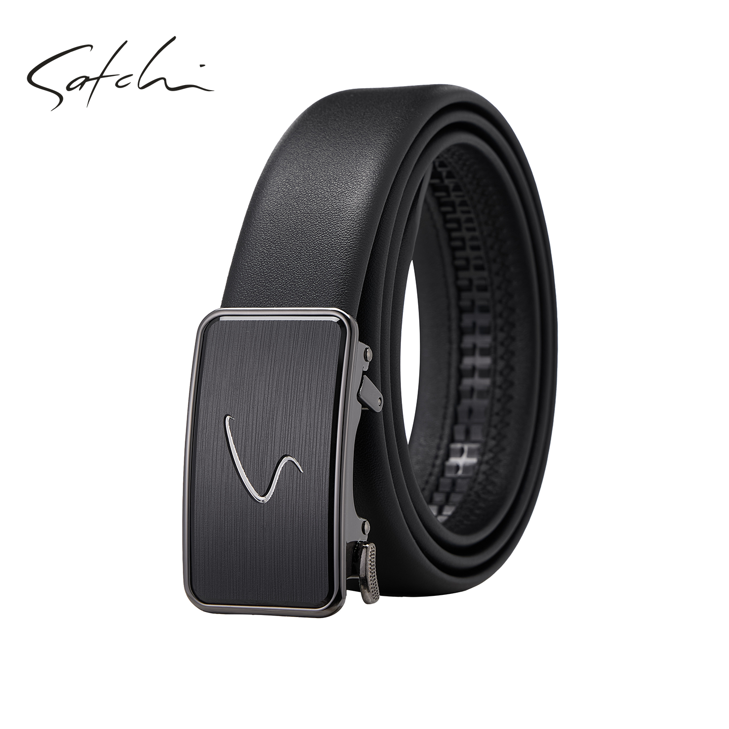 沙驰皮带男士2025新款真皮内穿式商务休闲腰带官方正品自动扣裤带